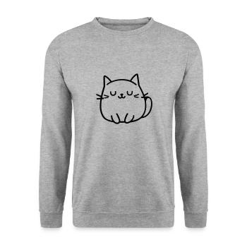 Katze - Unisex Pullover - Weißgrau meliert - Vorne - Alina (178cm) & Michal (187cm)