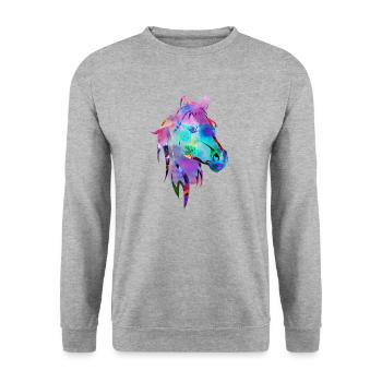 tête de cheval, cheval, aquarelle, coloré, peinture - Sweat-shirt Unisexe - gris chiné - Devant - Alina (178cm) & Michal (187cm)