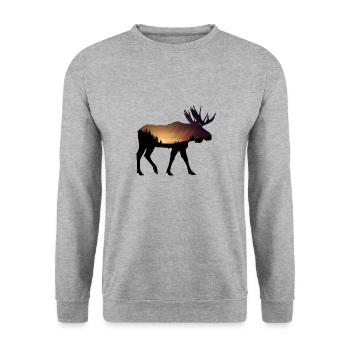 Moose with a orange sunset - Unisex Sweatshirt - salt & pepper - Front - Alina (178cm) & Michal (187cm)