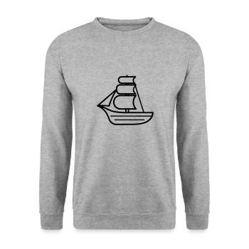 Piratenschiff - Unisex Pullover - Weißgrau meliert - Vorne - Alina (178cm) & Michal (187cm)