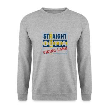 Straight outta Sweden Viking Land Gift Idea - Unisex Sweatshirt - salt & pepper - Front - Alina (178cm) & Michal (187cm)