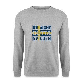 Straight outta Schweden Skandinavien Geschenkidee - Unisex Pullover - Weißgrau meliert - Vorne - Alina (178cm) & Michal (187cm)