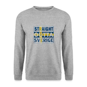 Straight outta Schweden Sverige Norden Geschenk - Unisex Pullover - Weißgrau meliert - Vorne - Alina (178cm) & Michal (187cm)