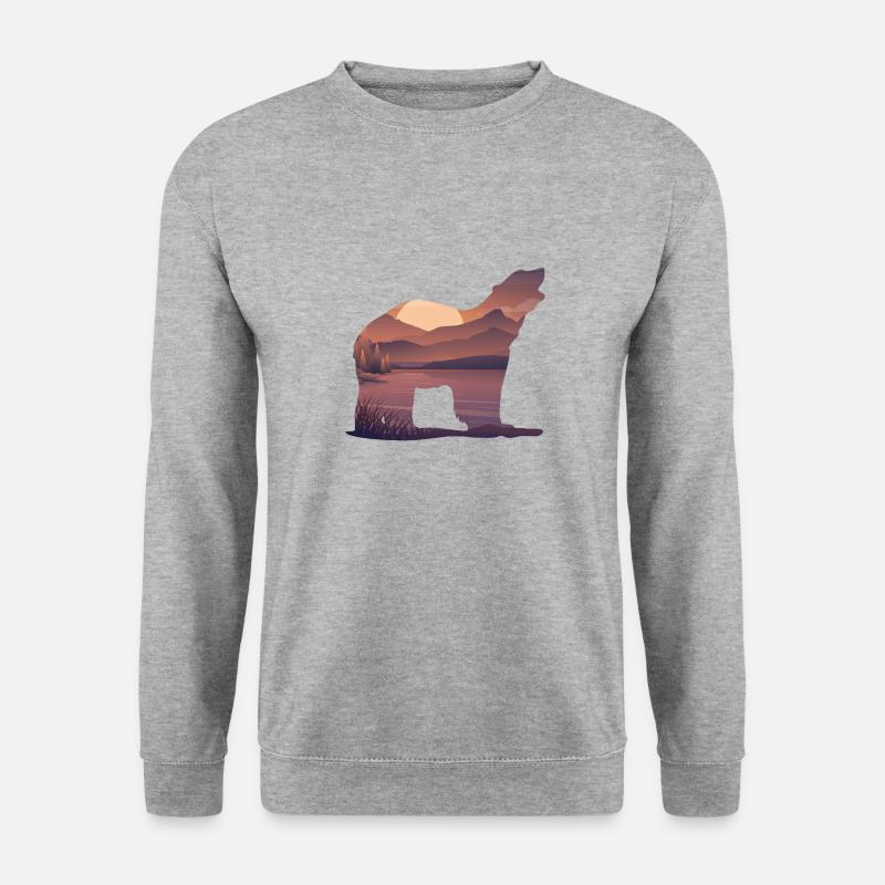 Bär - Unisex Pullover - Weißgrau meliert