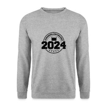 JGA 2024 Team Bräutigam - Junggesellenabschied - Unisex Pullover - Weißgrau meliert - Vorne - Alina (178cm) & Michal (187cm)