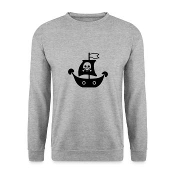 Piratenschiff - Unisex Pullover - Weißgrau meliert - Vorne - Alina (178cm) & Michal (187cm)