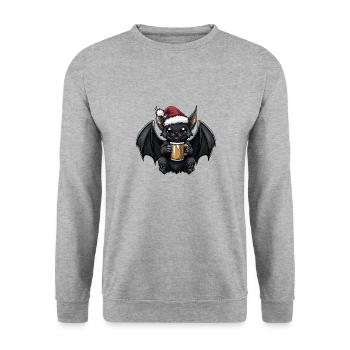 Bat Christmas Beer - Unisex Sweatshirt - salt & pepper - Front - Alina (178cm) & Michal (187cm)
