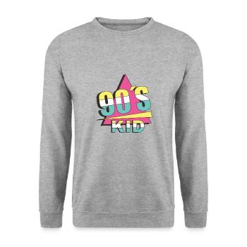 90s KID - Unisex Pullover - Weißgrau meliert - Vorne - Alina (178cm) & Michal (187cm)