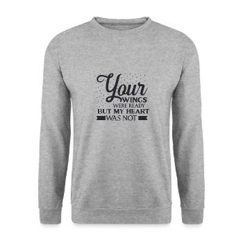 Deine Flügel waren bereit, aber - Unisex Pullover - Weißgrau meliert - Vorne - Alina (178cm) & Michal (187cm)