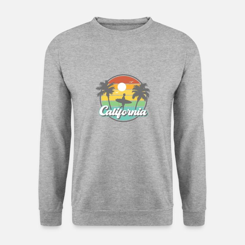 California Retro Surfer Palmen Strand Urlaub - Unisex Pullover - Weißgrau meliert