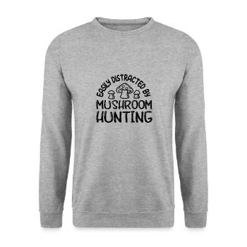 Distracted by Mushrooms Growing Shiitake - Unisex Sweatshirt - salt & pepper - Front - Alina (178cm) & Michal (187cm)