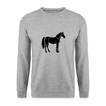 Pferd - Unisex Pullover - Weißgrau meliert - Vorne - Alina (178cm) & Michal (187cm)