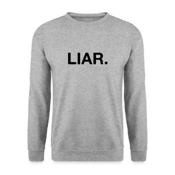 LIAR - LIAR - LIE - FAKE NEWS - Unisex Sweatshirt - salt & pepper - Front - Alina (178cm) & Michal (187cm)