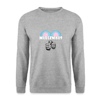 Kosename Mullemaus Geschenkidee - Unisex Pullover - Weißgrau meliert - Vorne - Alina (178cm) & Michal (187cm)