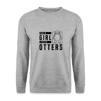 Girl Likes Otters Cute Wildlife Rodent Animal - Unisex Sweatshirt - salt & pepper - Front - Alina (178cm) & Michal (187cm)