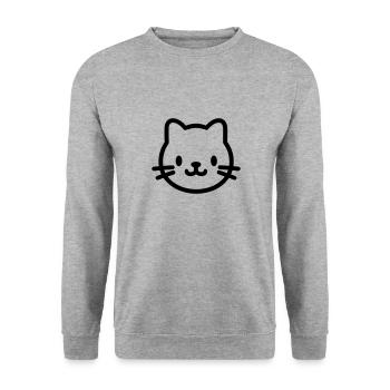 Katze - Unisex Pullover - Weißgrau meliert - Vorne - Alina (178cm) & Michal (187cm)