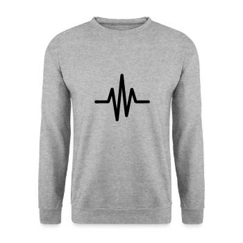 Puls, Herzschlag - Unisex Pullover - Weißgrau meliert - Vorne - Alina (178cm) & Michal (187cm)