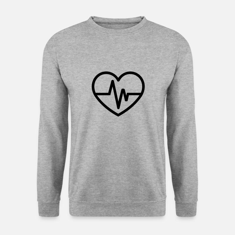 Herzschlag - Unisex Pullover - Weißgrau meliert