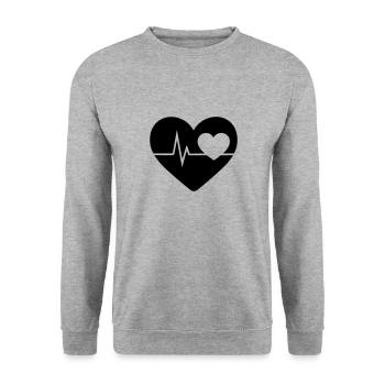 battement de coeur - Sweat-shirt Unisexe - gris chiné - Devant - Alina (178cm) & Michal (187cm)