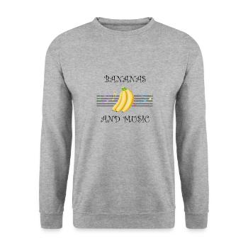 Bananas and Music Notes Clef Musician Fruits - Unisex Sweatshirt - salt & pepper - Front - Alina (178cm) & Michal (187cm)