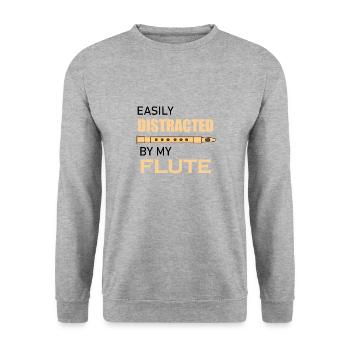 Ablenkt von Flöte Ironic Flötist Konzert Orchester - Unisex Pullover - Weißgrau meliert - Vorne - Alina (178cm) & Michal (187cm)
