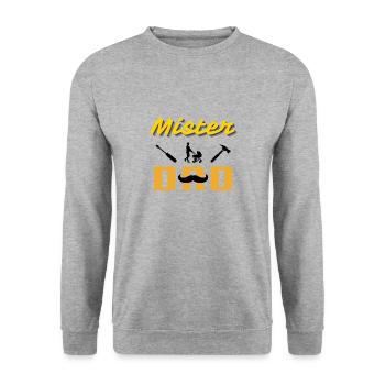 Mister Papa Père Avec Poussette Moustache - Sweat-shirt Unisexe - gris chiné - Devant - Alina (178cm) & Michal (187cm)