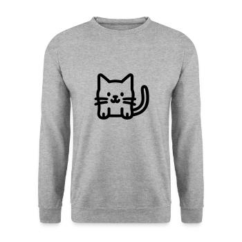 Katze - Unisex Pullover - Weißgrau meliert - Vorne - Alina (178cm) & Michal (187cm)
