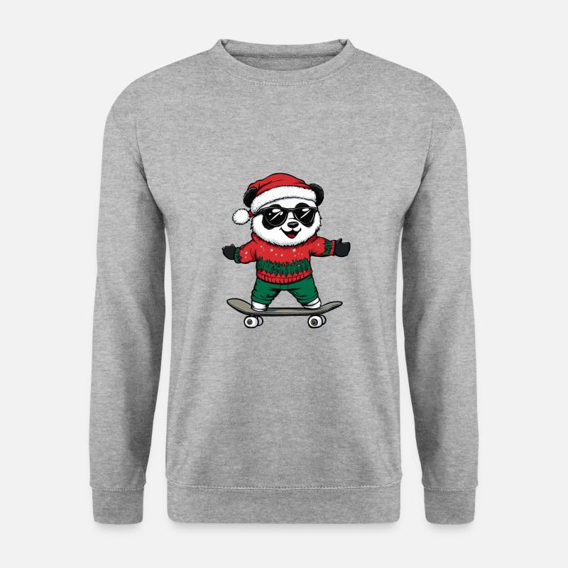 Panda Weihnachten Lustig - Unisex Pullover - Weißgrau meliert