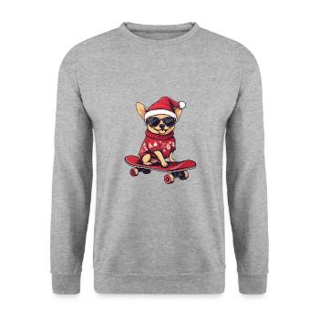Chihuahua Chien Noël Drôle - Sweat-shirt Unisexe - gris chiné - Devant - Alina (178cm) & Michal (187cm)