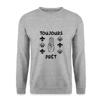 Scout Toujours Prêt ! - Sweat-shirt Unisexe - gris chiné - Devant - Alina (178cm) & Michal (187cm)