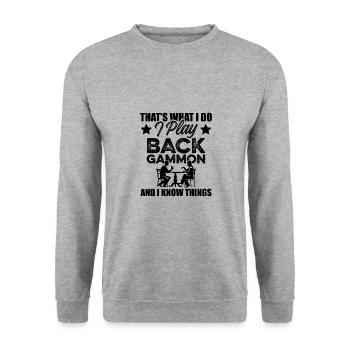 game backgammon - Unisex Sweatshirt - salt & pepper - Front - Alina (178cm) & Michal (187cm)