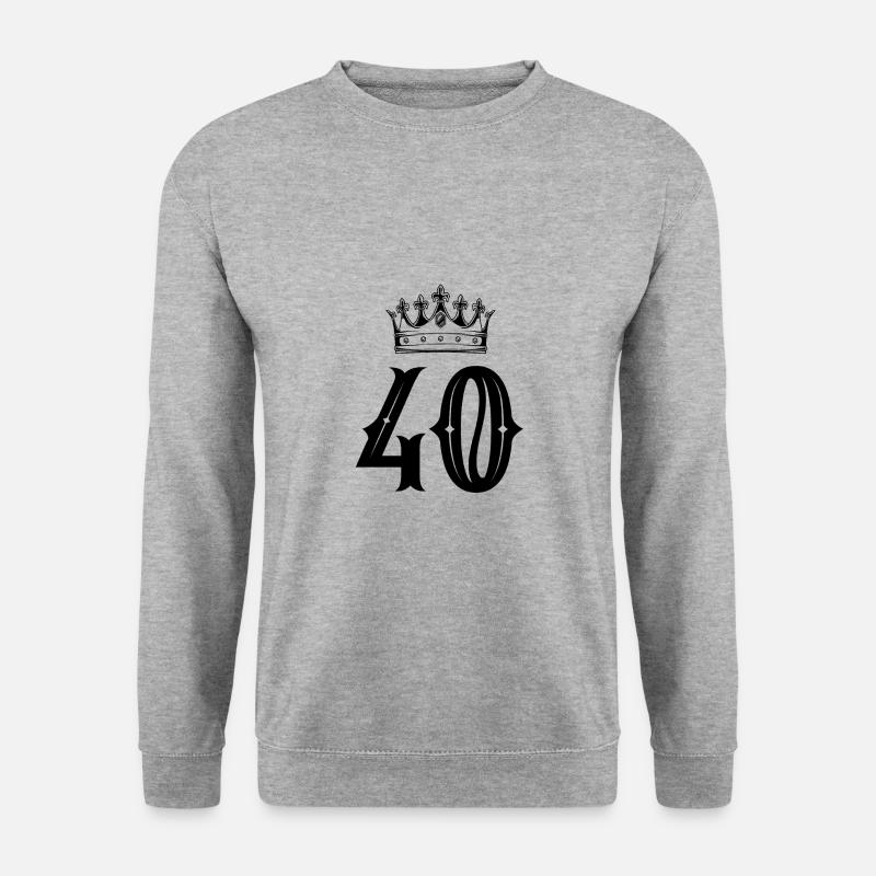 40 Zahl Krone - Unisex Pullover - Weißgrau meliert