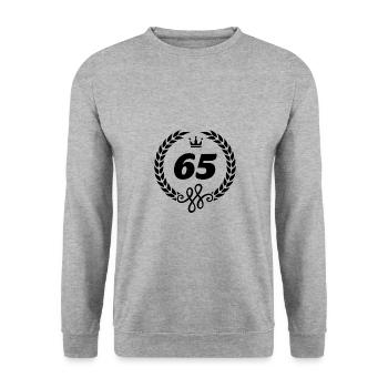 65 ans symbole couronne - Sweat-shirt Unisexe - gris chiné - Devant - Alina (178cm) & Michal (187cm)