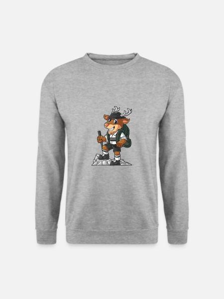 Abenteuer Hirsch T-Shirt - Unisex Pullover - Weißgrau meliert