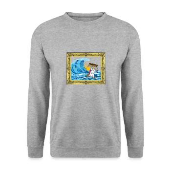 Einhorn Geburtstagsgrüße Geburtstag Flaschenpost - Unisex Pullover - Weißgrau meliert - Vorne - Alina (178cm) & Michal (187cm)