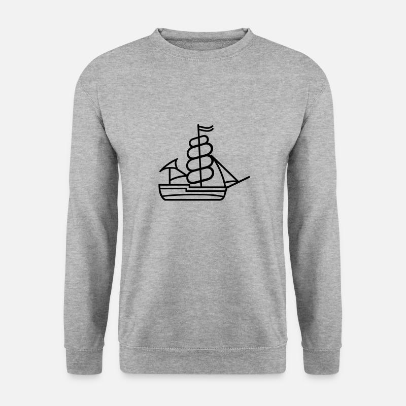 Piratenschiff - Unisex Pullover - Weißgrau meliert