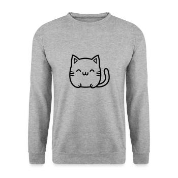 Katze - Unisex Pullover - Weißgrau meliert - Vorne - Alina (178cm) & Michal (187cm)
