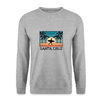 Santa Cruz Vintage CA Californien Surfer Geschenk - Unisex Pullover - Weißgrau meliert - Vorne - Alina (178cm) & Michal (187cm)
