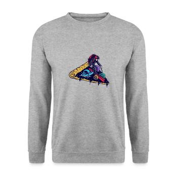Skiing on a pizza - Unisex Sweatshirt - salt & pepper - Front - Alina (178cm) & Michal (187cm)