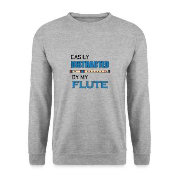 Distracted by Flute Funny Quote Orchestra Musician - Unisex Sweatshirt - salt & pepper - Front - Alina (178cm) & Michal (187cm)