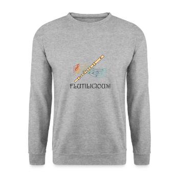 Joueur de flûte d'orchestre classique Flutilicious - Sweat-shirt Unisexe - gris chiné - Devant - Alina (178cm) & Michal (187cm)