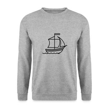 Piratenschiff - Unisex Pullover - Weißgrau meliert - Vorne - Alina (178cm) & Michal (187cm)