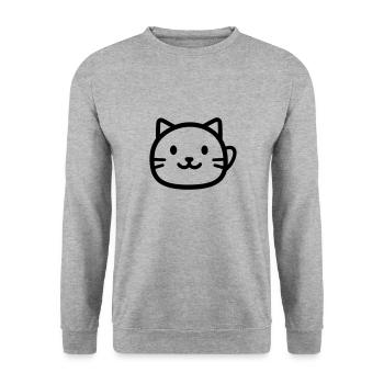 Katze - Unisex Pullover - Weißgrau meliert - Vorne - Alina (178cm) & Michal (187cm)