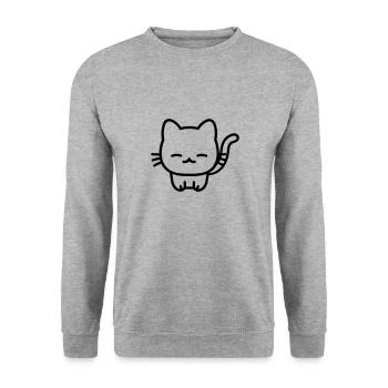 Katze - Unisex Pullover - Weißgrau meliert - Vorne - Alina (178cm) & Michal (187cm)