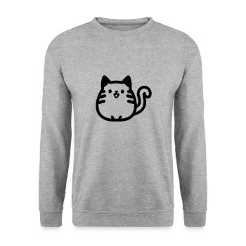 Katze - Unisex Pullover - Weißgrau meliert - Vorne - Alina (178cm) & Michal (187cm)