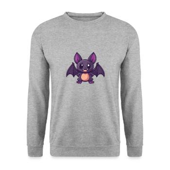 Fledermaus Halloween Lustig Comic - Unisex Pullover - Weißgrau meliert - Vorne - Alina (178cm) & Michal (187cm)