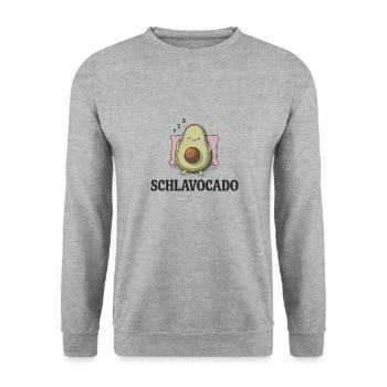 Schlavocado Avocado Offizielles Schlafshirt Schlaf - Unisex Pullover - Weißgrau meliert - Vorne - Alina (178cm) & Michal (187cm)