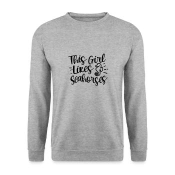 Fille aime les hippocampes mignon animal de la - Sweat-shirt Unisexe - gris chiné - Devant - Alina (178cm) & Michal (187cm)