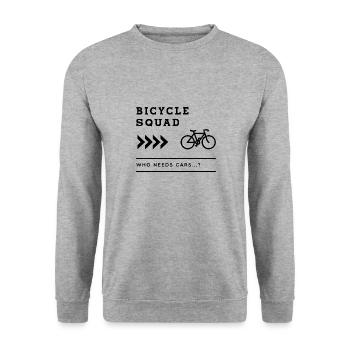Cyclo-Squad : dicton ironique Mobility Nature - Sweat-shirt Unisexe - gris chiné - Devant - Alina (178cm) & Michal (187cm)