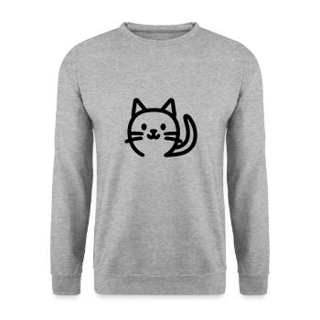 Katze - Unisex Pullover - Weißgrau meliert - Vorne - Alina (178cm) & Michal (187cm)
